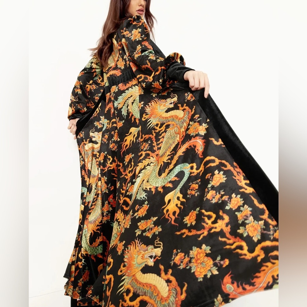 NWOT Dragon Rising Velvet Maxi Jacket